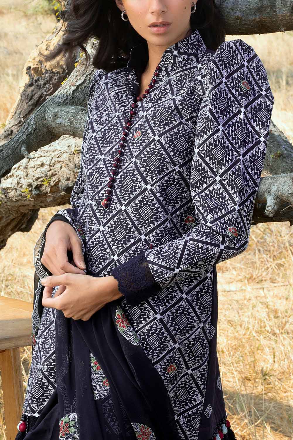 3 Piece Embroidered Swiss Voile Suit with Embroidered Chiffon Dupatta
