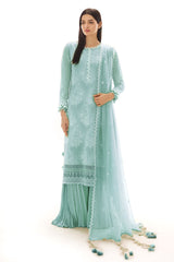 3 Piece Embroidered Swiss Voile Suit with Embroidered Chiffon Dupatta LSV-62007