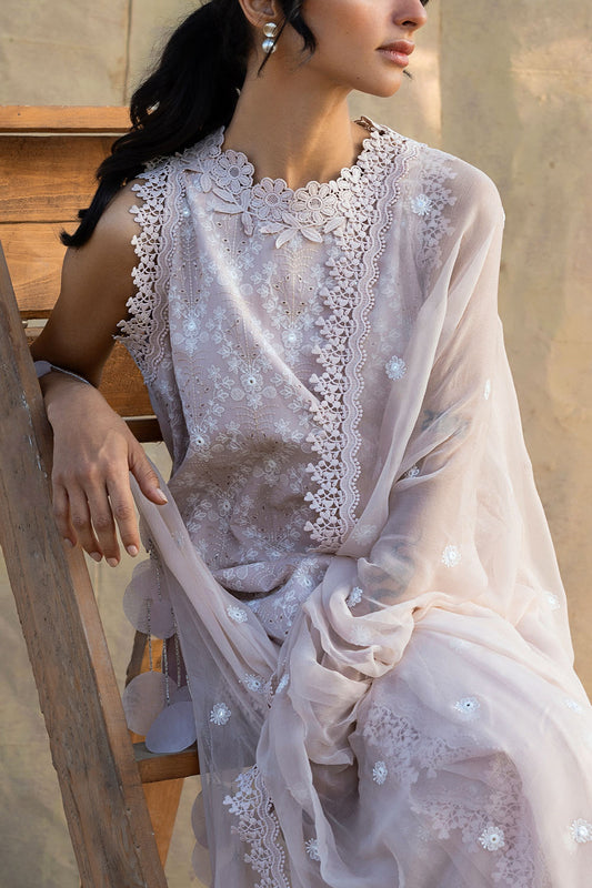 3 Piece Embroidered Swiss Voile Suit with Embroidered Chiffon Dupatta LSV-62009