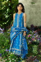 3 Piece Embroidered Lawn Suit with Embroidered Borders and Embroidered Paper Cotton Dupatta