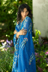 3 Piece Embroidered Lawn Suit with Embroidered Borders and Embroidered Paper Cotton Dupatta