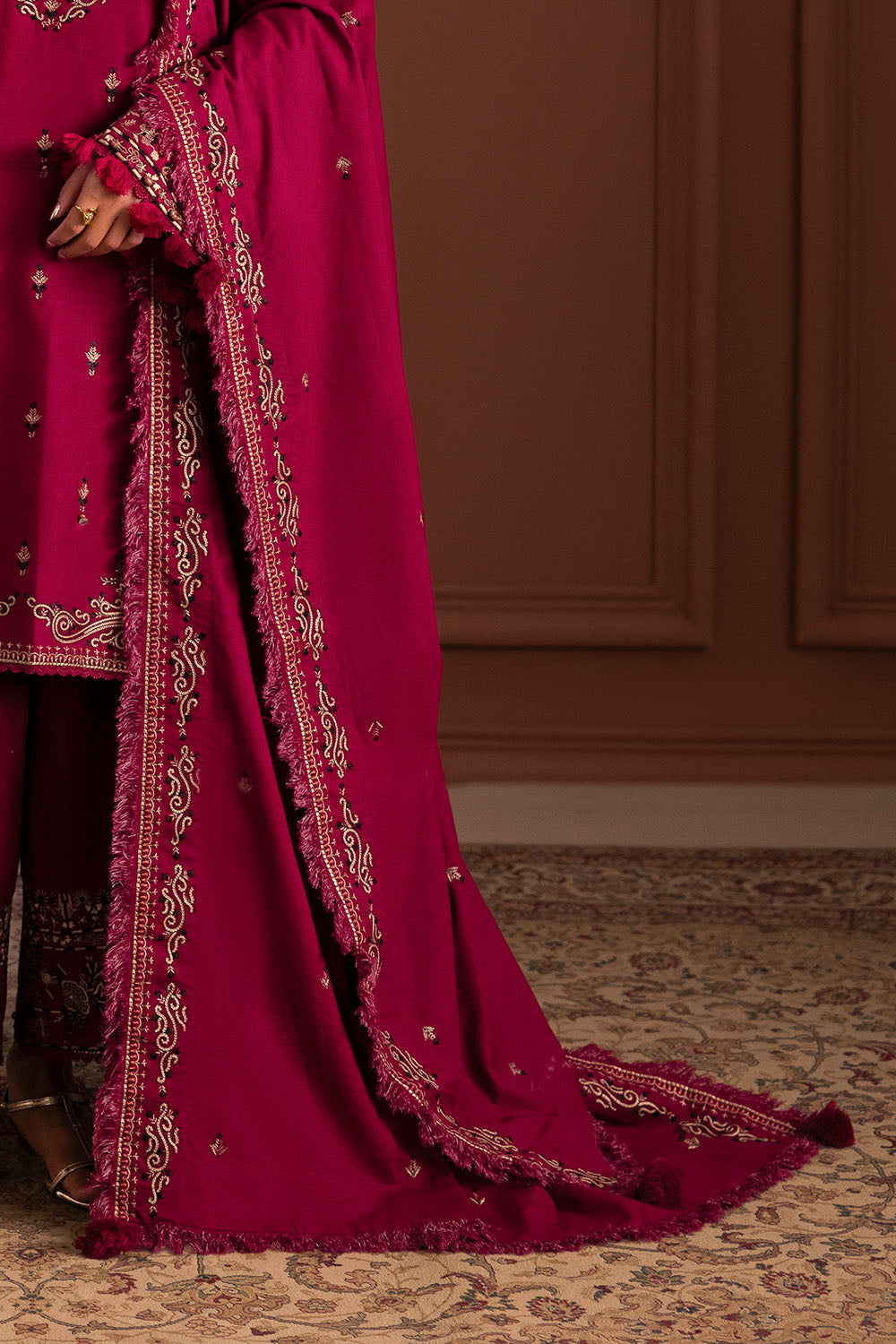 3 Piece Embroidered Cotton Linen Suit