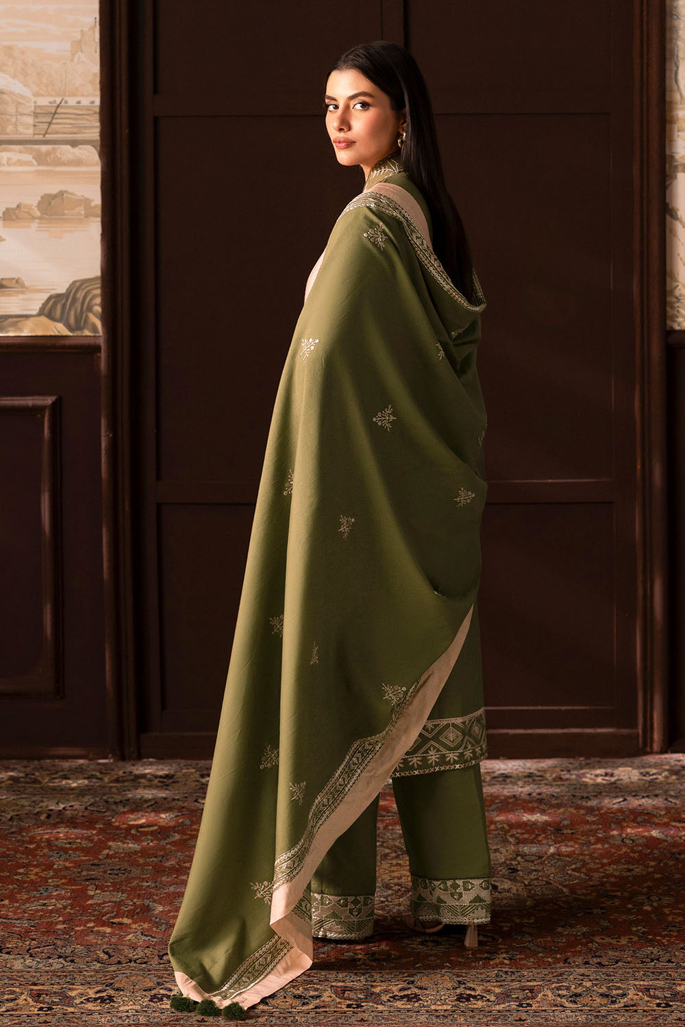 3 Piece Embroidered Cotton Linen Slub Suit