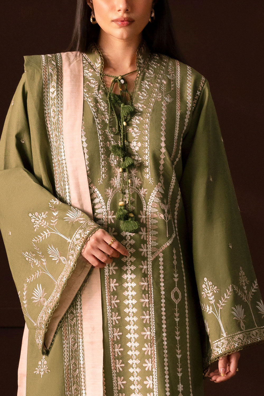 3 Piece Embroidered Cotton Linen Slub Suit
