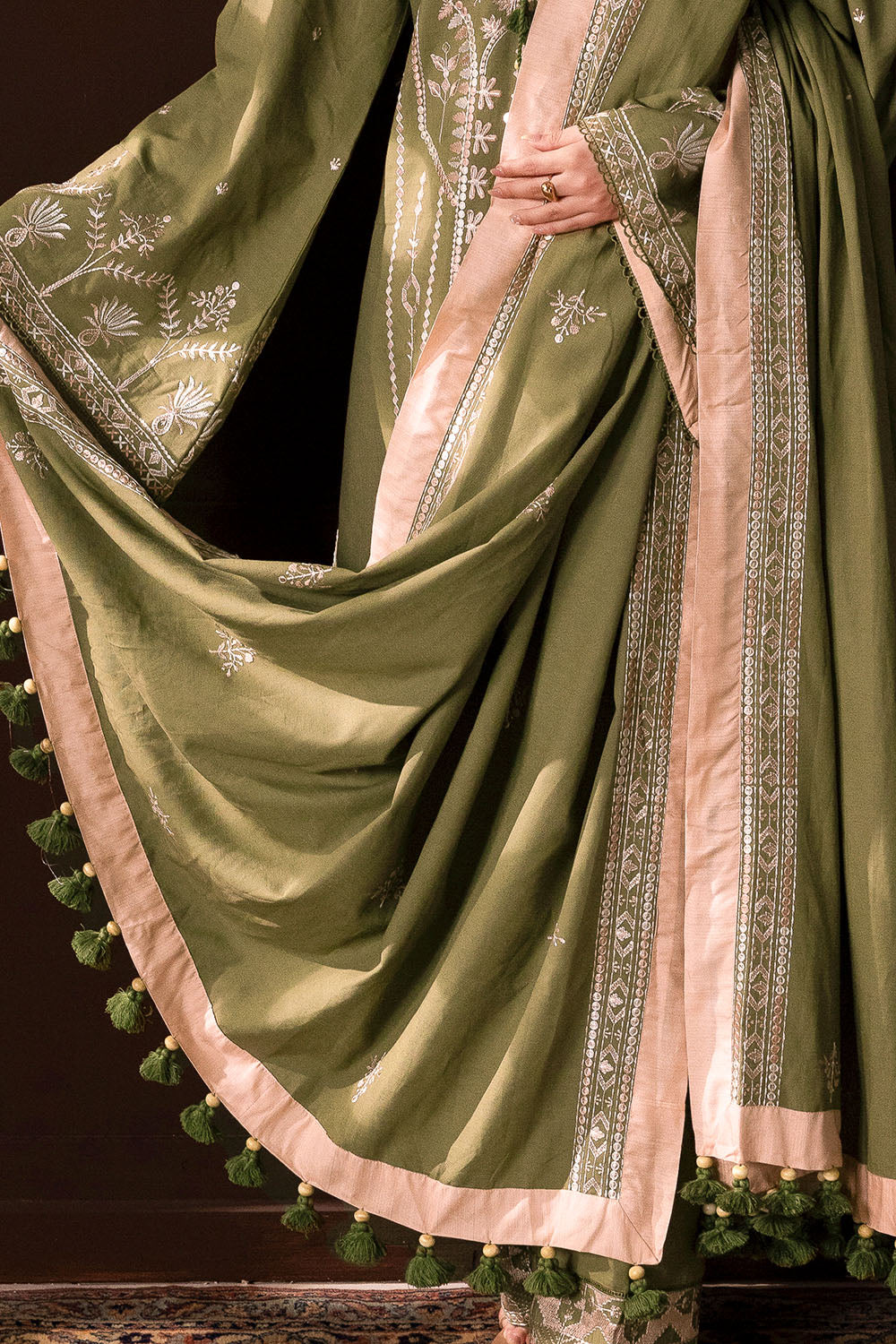 3 Piece Embroidered Cotton Linen Slub Suit