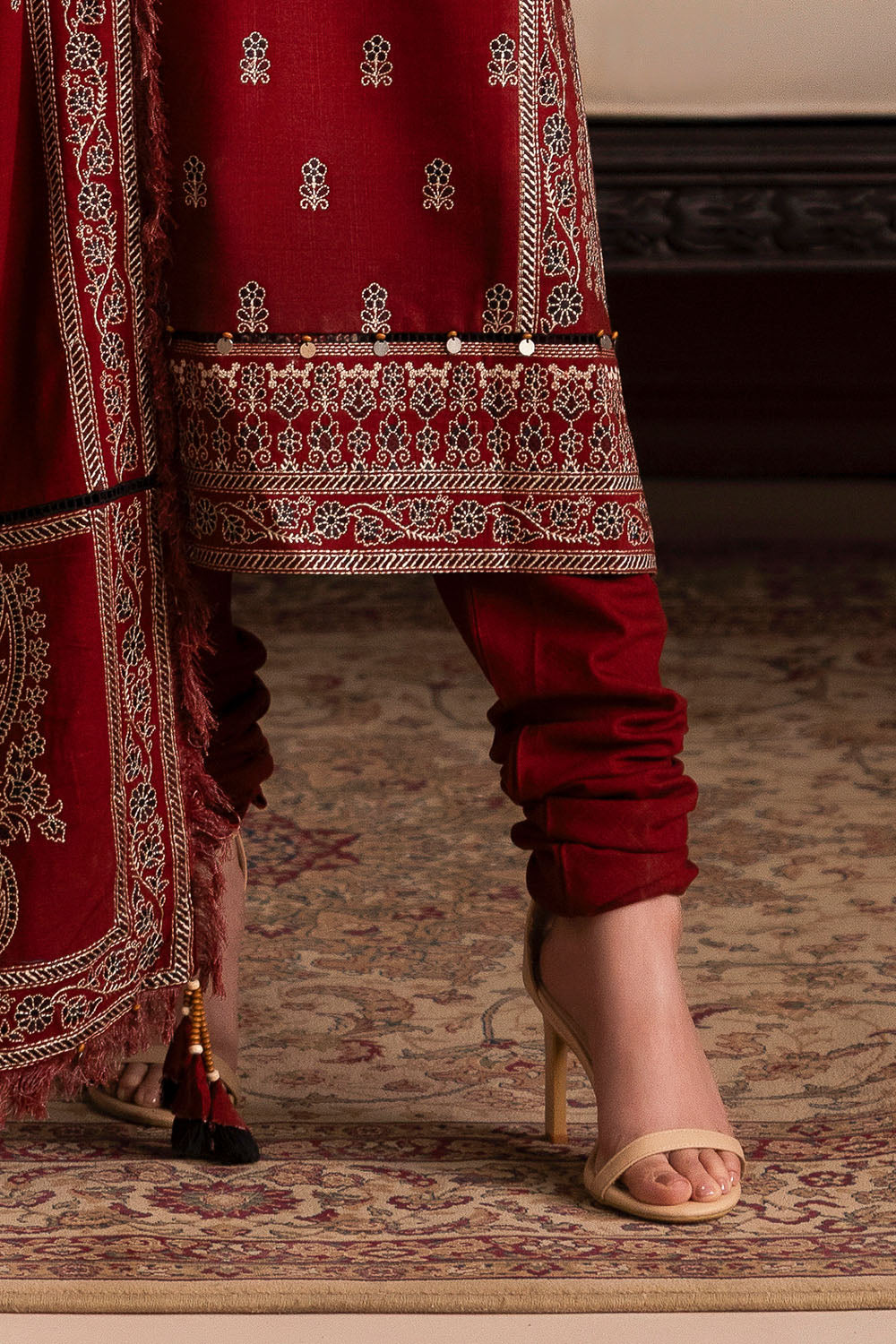 3 Piece Embroidered Cotton Linen Slub Suit