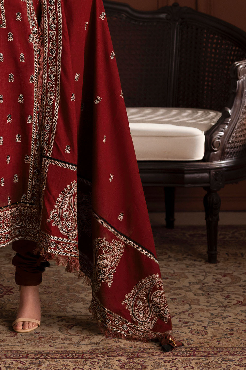 3 Piece Embroidered Cotton Linen Slub Suit