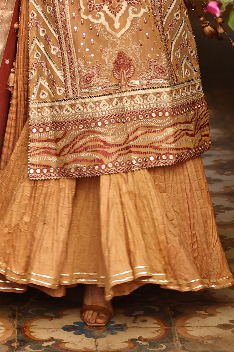3 Piece Embroidered Cotton Net Suit with Borders and Embroidered Cotton Net Dupatta