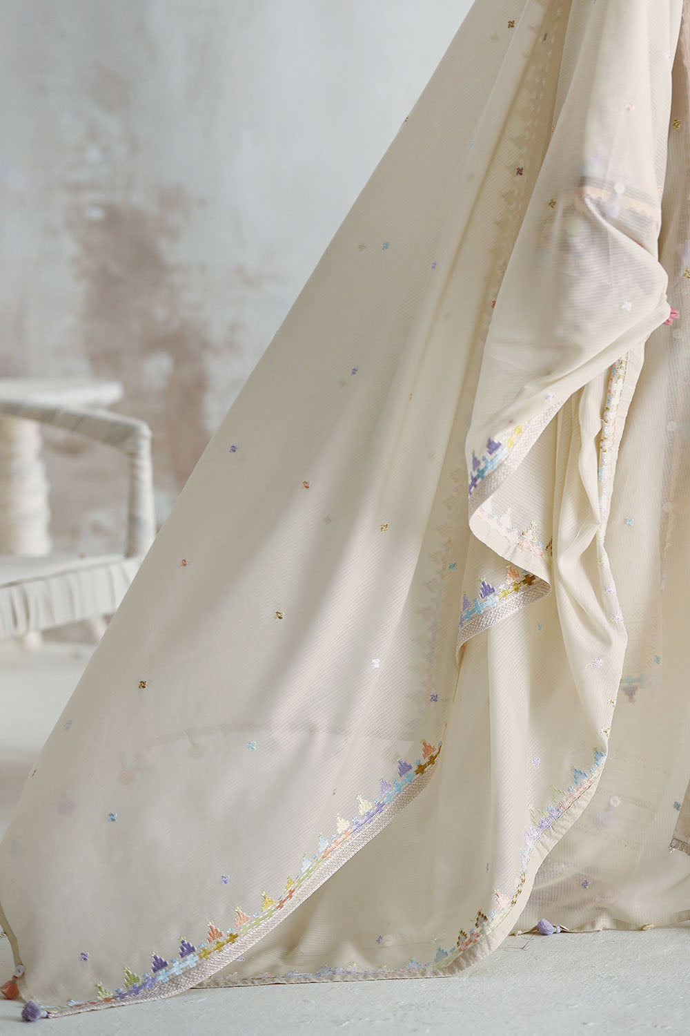 3 Piece Embroidered Cotton Nylon Suit with Jacquard Dupatta and Dyed Inner