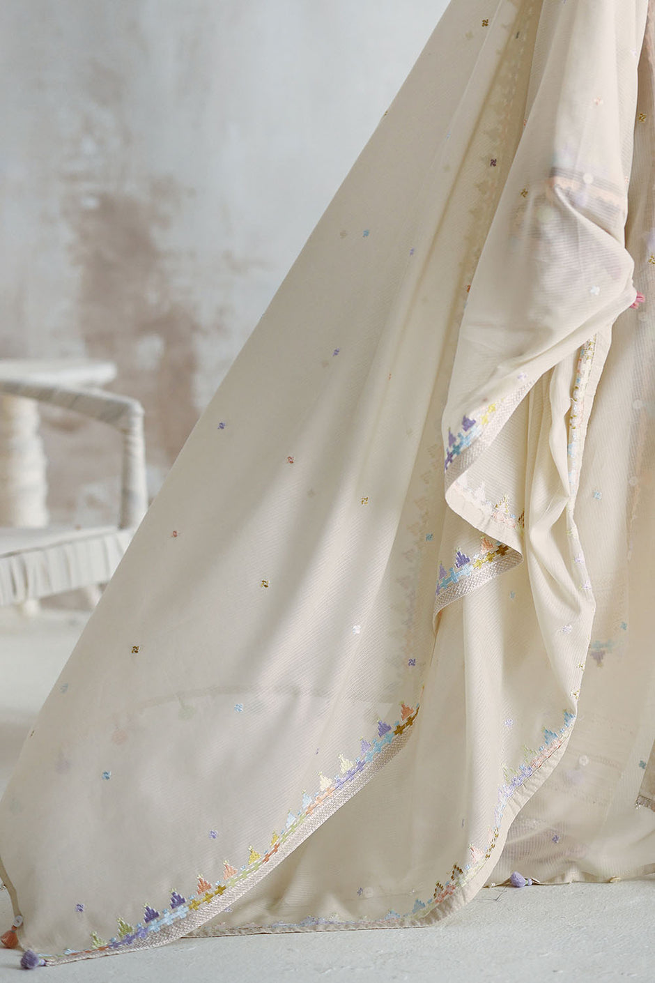 3 Piece Embroidered Cotton Nylon Suit with Jacquard Dupatta and Dyed Inner