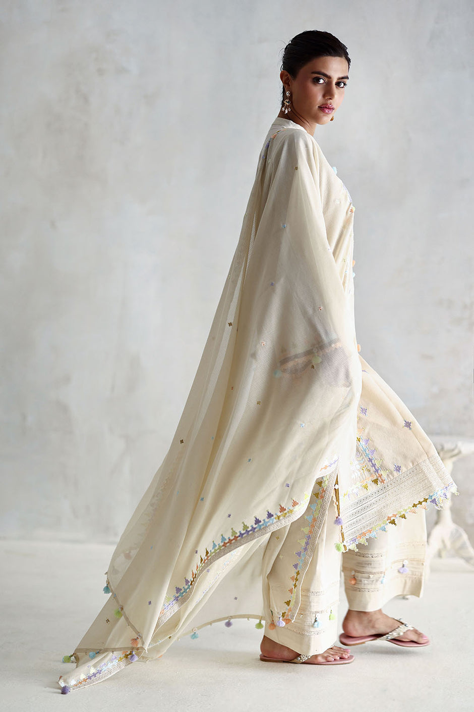 3 Piece Embroidered Cotton Nylon Suit with Jacquard Dupatta and Dyed Inner