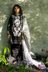 3 Piece Embroidered Jacquard Suit with Embroidered Organza Borders and Embroidered Denting Lawn Dupatta