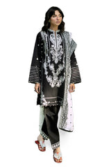 3 Piece Embroidered Jacquard Suit with Embroidered Organza Borders and Embroidered Denting Lawn Dupatta