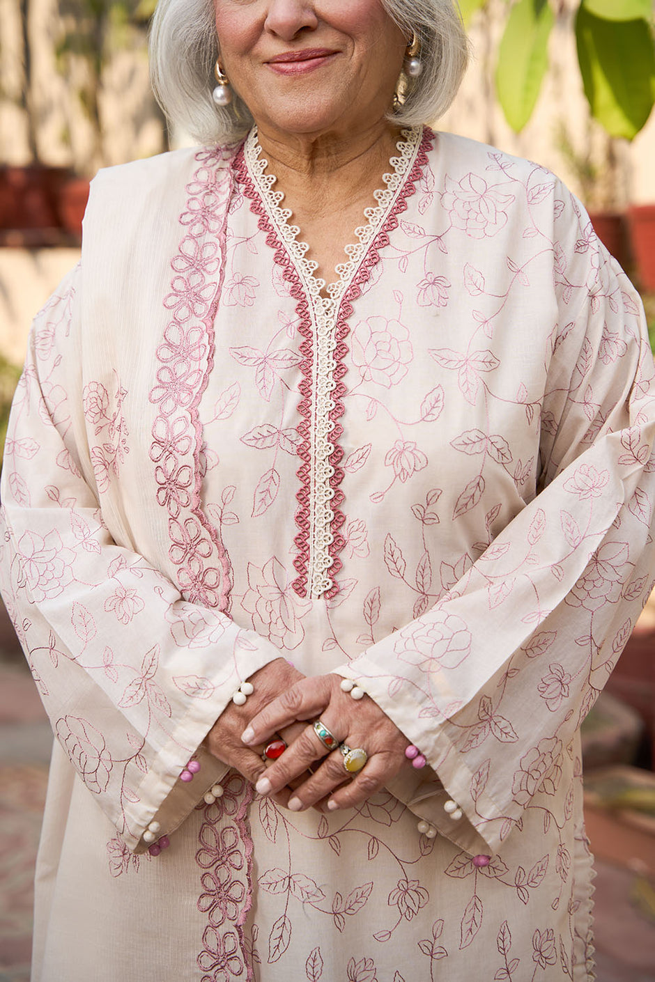 3 Piece Embroidered Lawn Suit with Embroidered Denting Dupatta