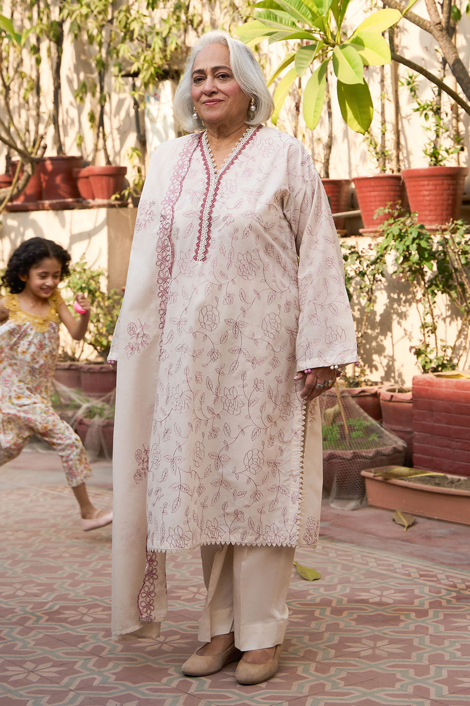 3 Piece Embroidered Lawn Suit with Embroidered Denting Dupatta