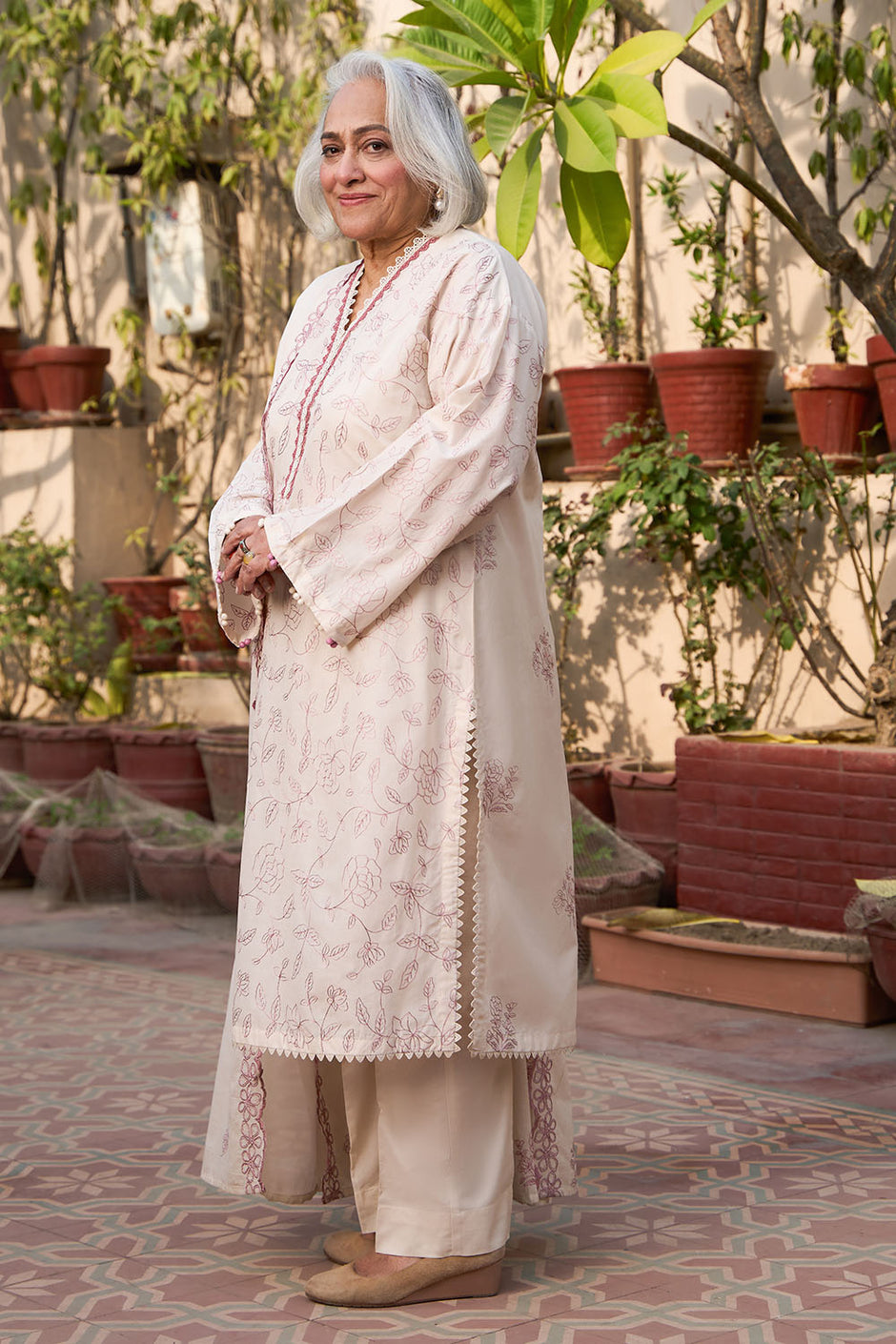 3 Piece Embroidered Lawn Suit with Embroidered Denting Dupatta