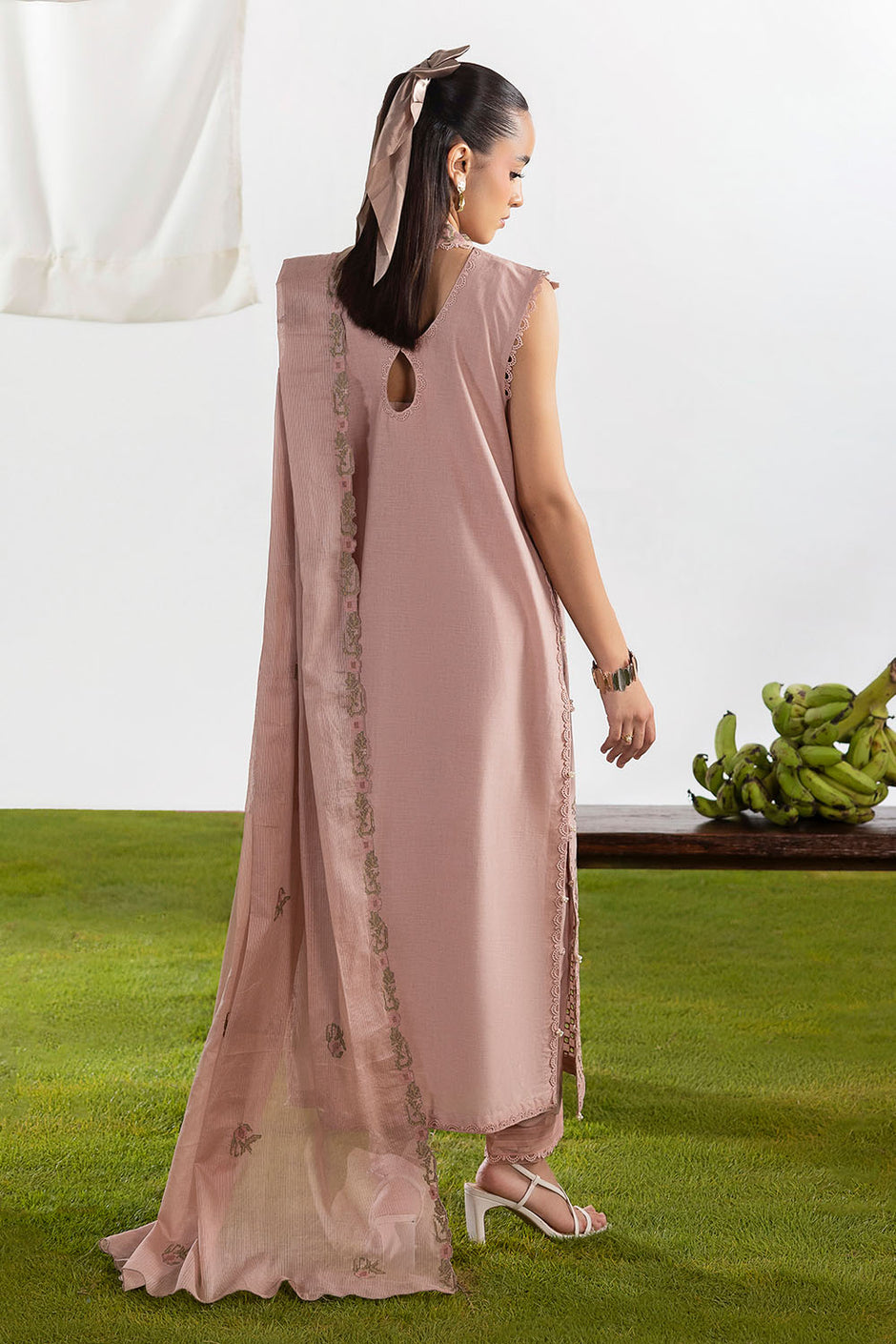 3 Piece Embroidered Lawn Suit with Embroidered Denting Dupatta