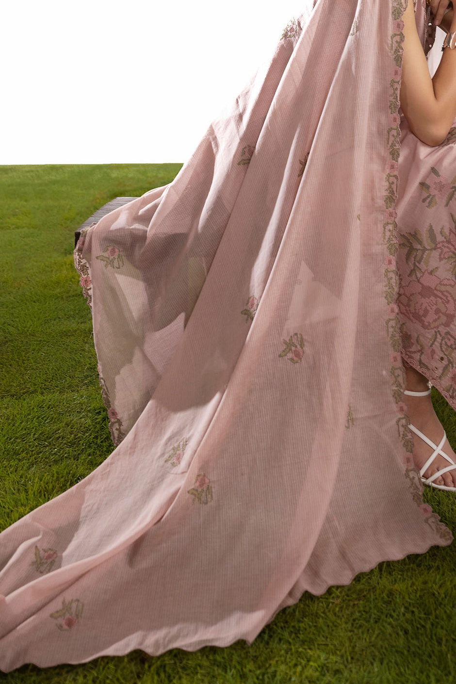 3 Piece Embroidered Lawn Suit with Embroidered Denting Dupatta