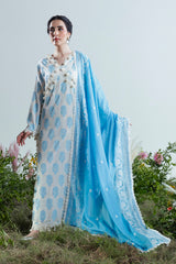 3 Piece Lacquer Printed Slub Yarn Suit with Embroidered Dupatta FE-52066