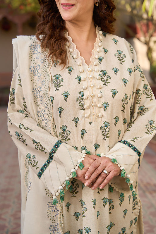 3 Piece Printed Lawn Suit with Embroidered Denting Dupatta DN-62006