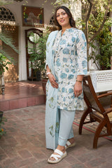 3 Piece Printed Lawn Suit with Embroidered Denting Dupatta DN-62035