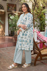 3 Piece Printed Lawn Suit with Embroidered Denting Dupatta DN-62035