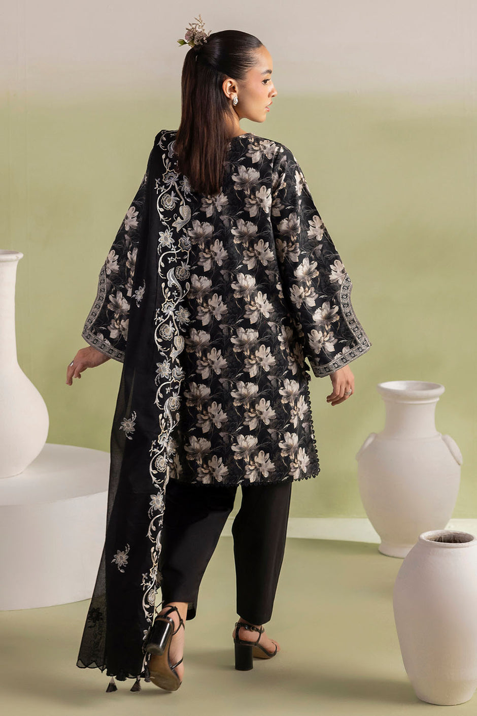 3 Piece Printed Lawn Suit with Embroidered Denting Dupatta