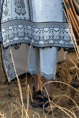 3 Piece Embroidered Lawn Suit with Embroidered Paper Cotton Dupatta PM-62051