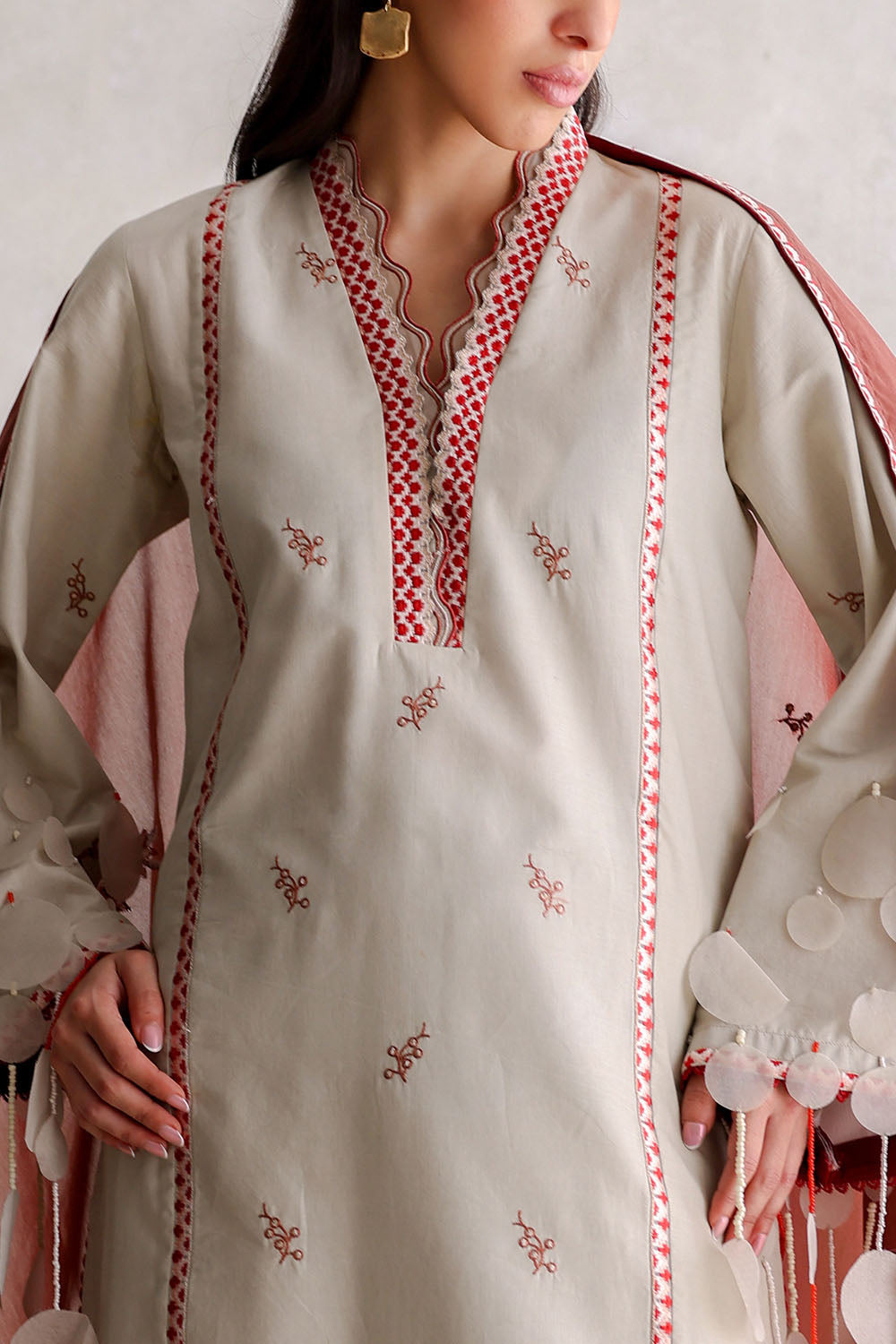 3 Piece Embroidered Lawn Suit with Paper Cotton Dupatta and Borders