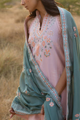 3 Piece Embroidered Lawn Suit with Embroidered Paper Cotton Dupatta PM-62057