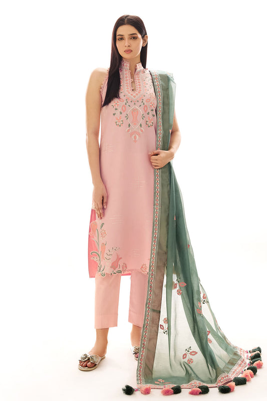 3 Piece Embroidered Lawn Suit with Embroidered Paper Cotton Dupatta PM-62057