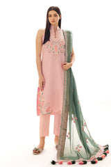 3 Piece Embroidered Lawn Suit with Embroidered Paper Cotton Dupatta PM-62057