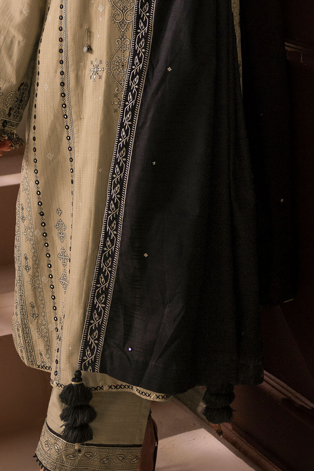 3 Piece Embroidered Kantha Stripe Suit