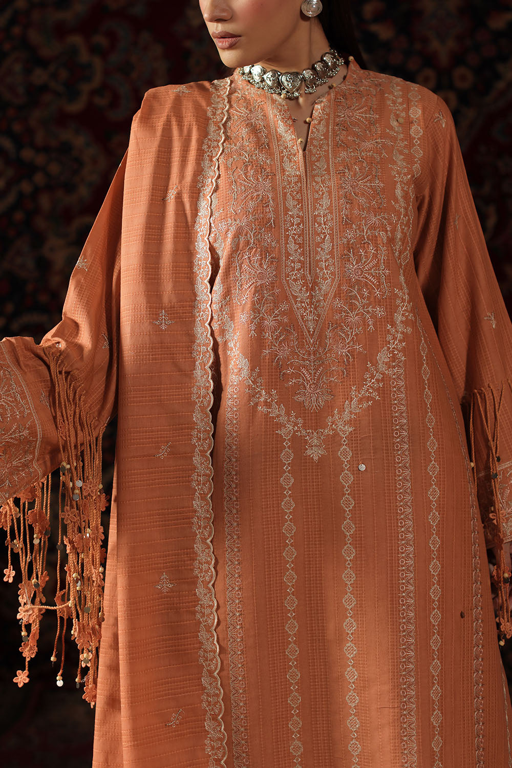 3 Piece Embroidered Kantha Stripe Suit