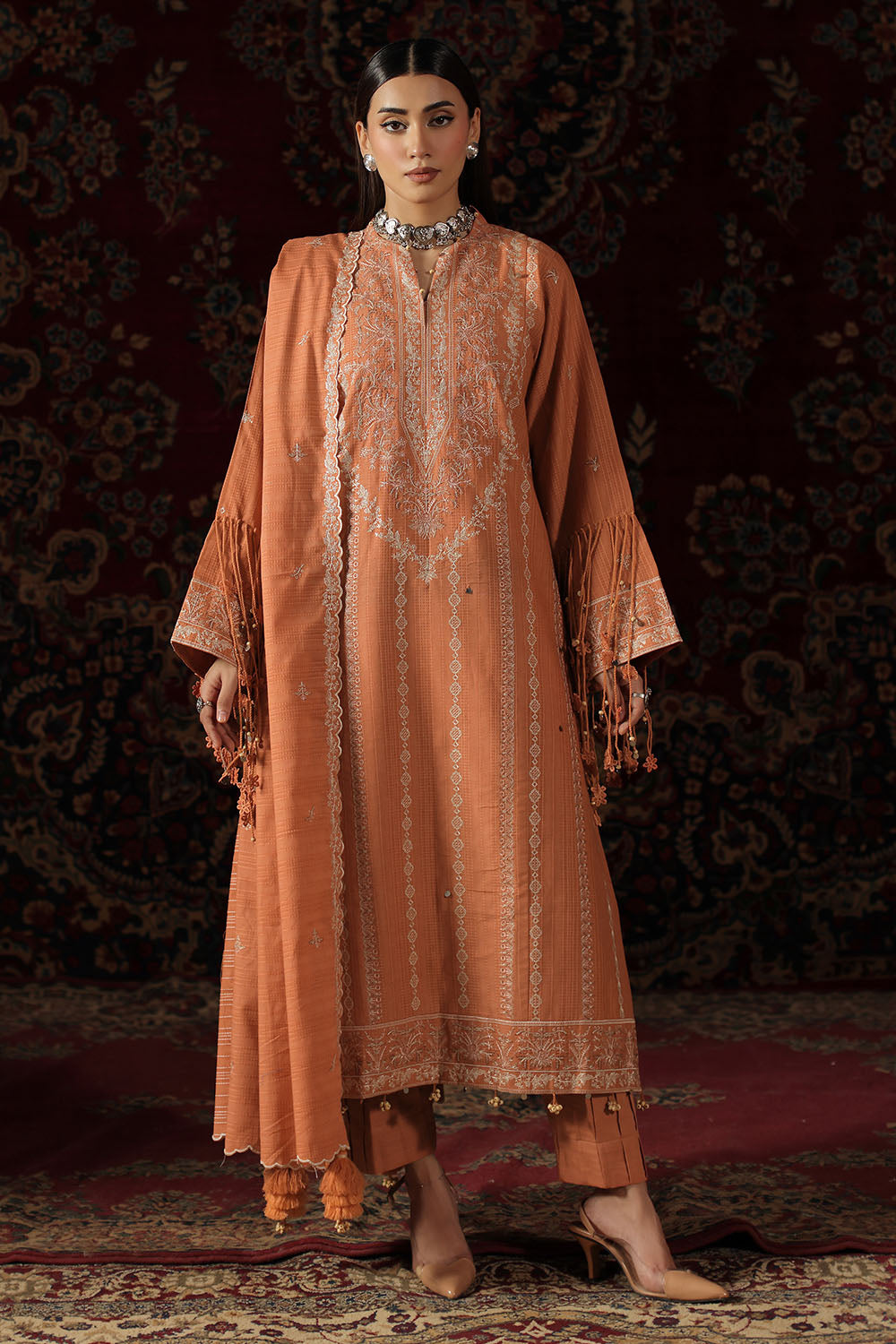 3 Piece Embroidered Kantha Stripe Suit
