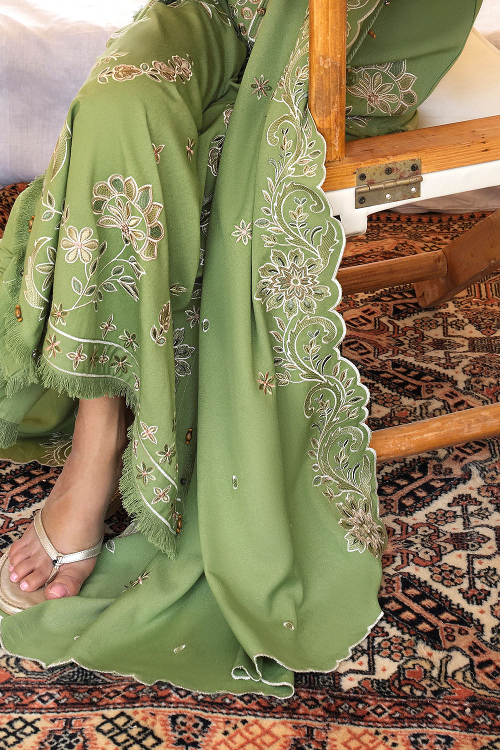 3 Piece Embroidered Karandi Suit with Embroidered Karandi Dupatta