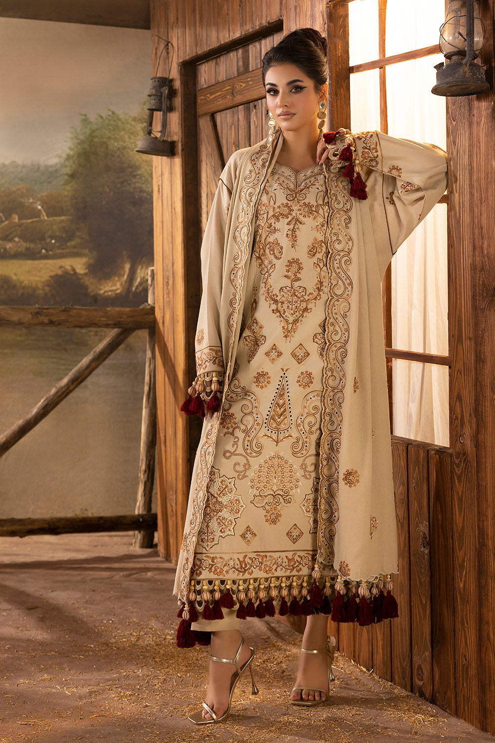 3 Piece Embroidered Karandi Suit with Dupatta AY-52004