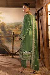 3 Piece Embroidered Karandi Suit with Borders and Dupatta AY-52005
