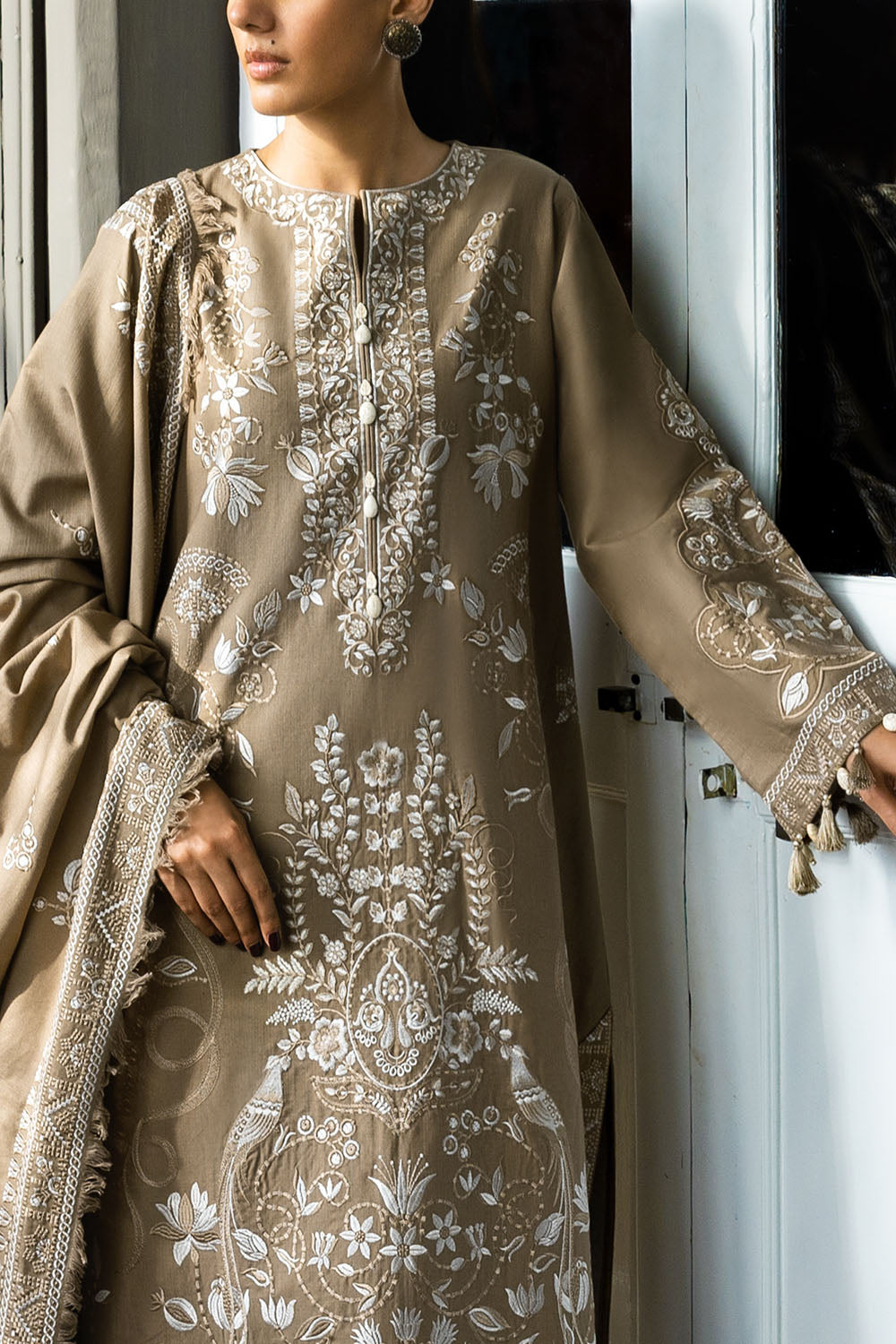 3 Piece Embroidered Khaddar Suit with Dupatta K-52015