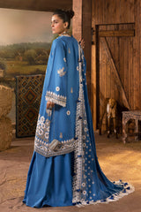 3 Piece Embroidered Khaddar Suit with Organza Neckline and Dupatta K-52017