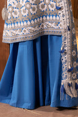 3 Piece Embroidered Khaddar Suit with Organza Neckline and Dupatta K-52017