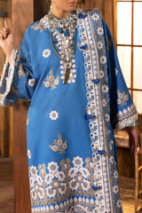 3 Piece Embroidered Khaddar Suit with Organza Neckline and Dupatta K-52017