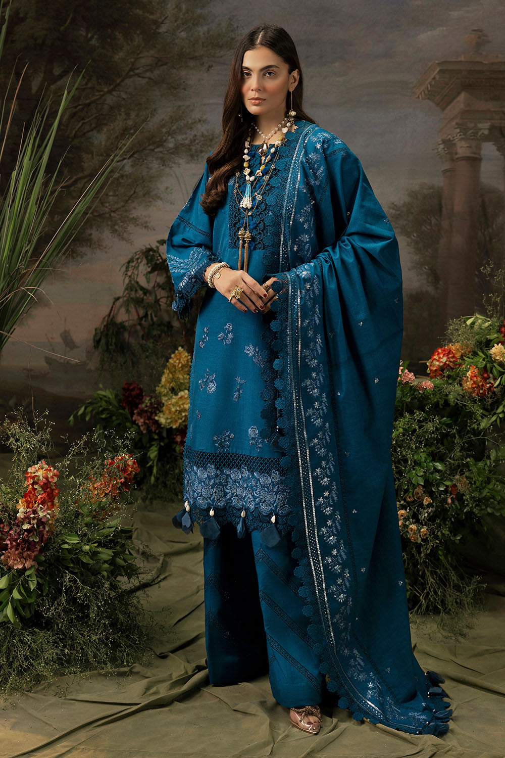 3 Piece Embroidered Khaddar Suit with Dupatta K-52020