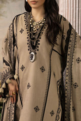 3 Piece Embroidered Khaddar Suit with Borders and Dupatta K-52030