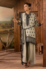 3 Piece Embroidered Khaddar Suit with Back and Dupatta K-52033