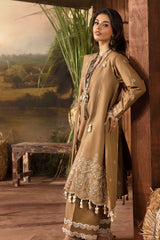3 Piece Embroidered Khaddar Suit with Organza Neckline and Dupatta K-52034