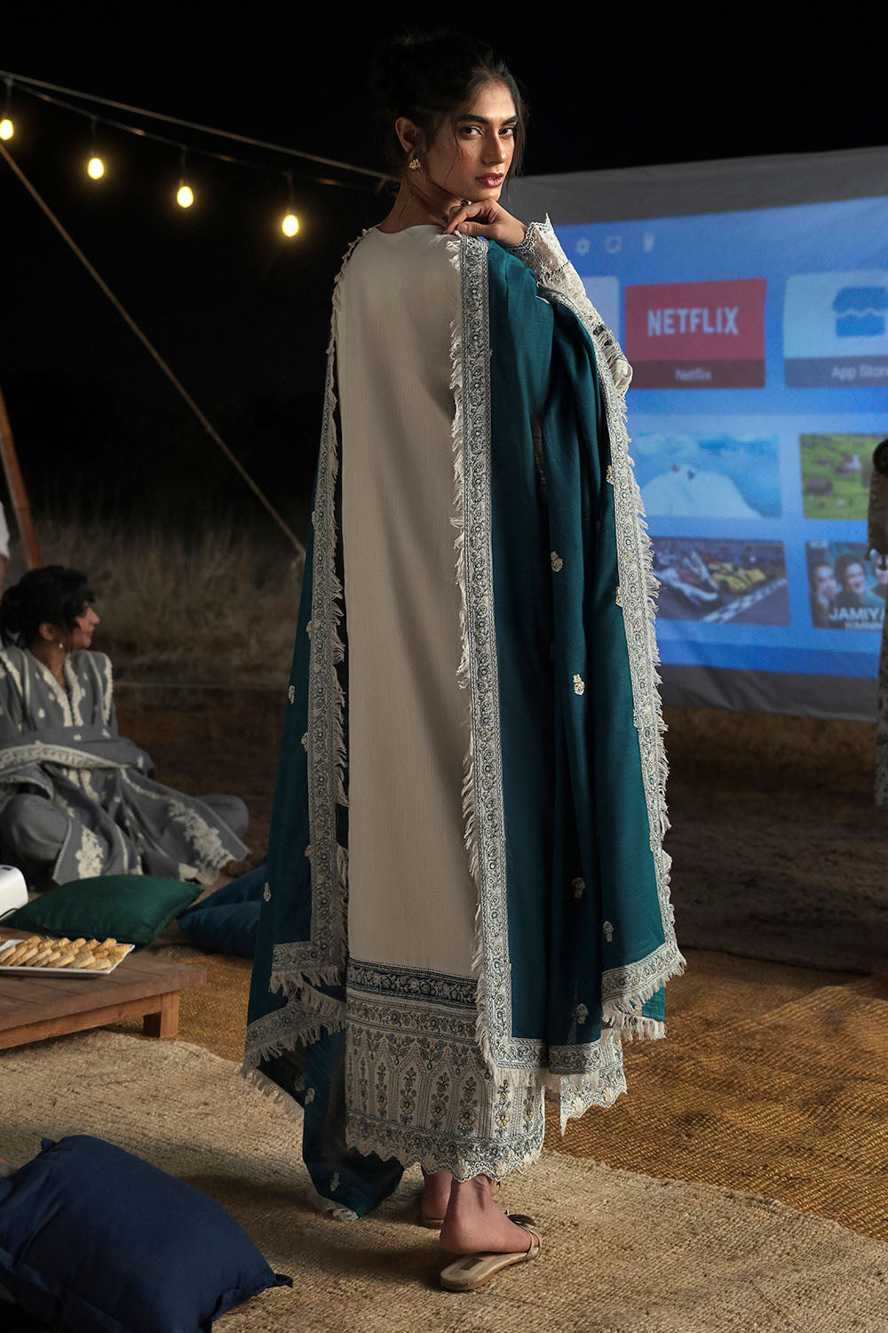 3 Piece Embroidered Khaddar Suit with Embroidered Khaddar Dupatta