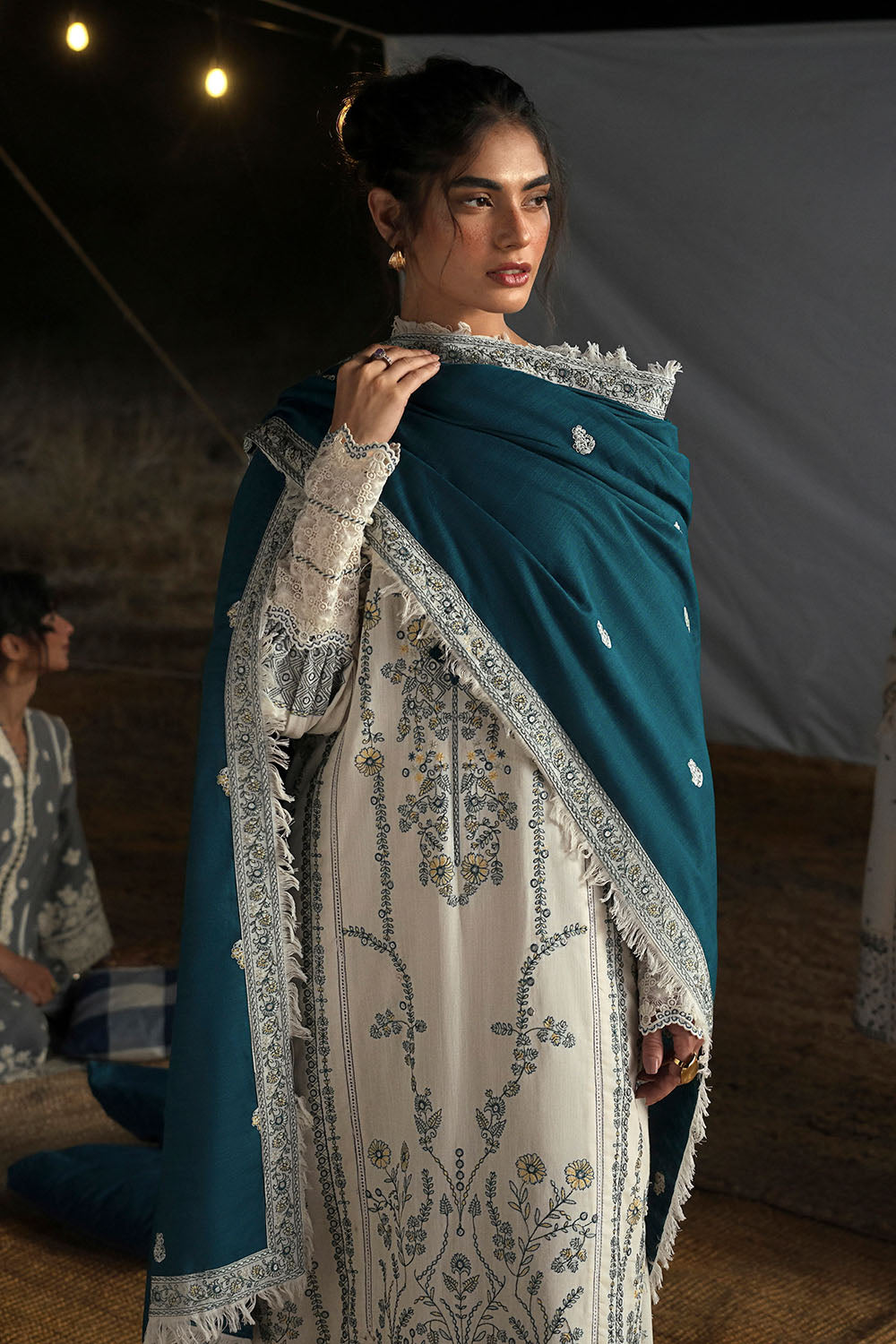 3 Piece Embroidered Khaddar Suit with Embroidered Khaddar Dupatta