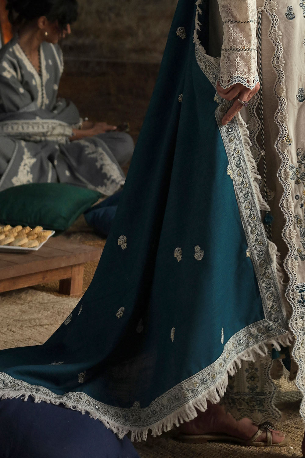 3 Piece Embroidered Khaddar Suit with Embroidered Khaddar Dupatta