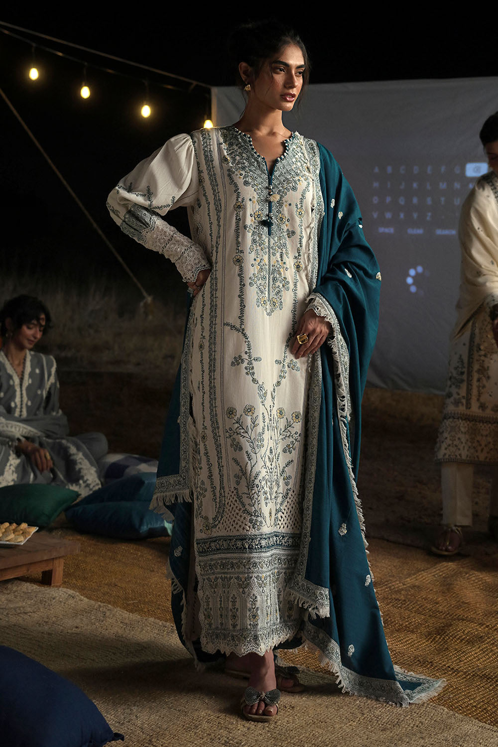 3 Piece Embroidered Khaddar Suit with Embroidered Khaddar Dupatta